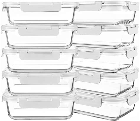 KOMUEE 10 Packs 30 Oz Glass Meal Prep Containers Glass Food Storage