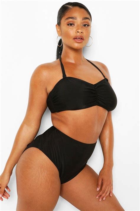 Plus Bandeau High Waist Bikini High Waisted Bikini Bikinis Black