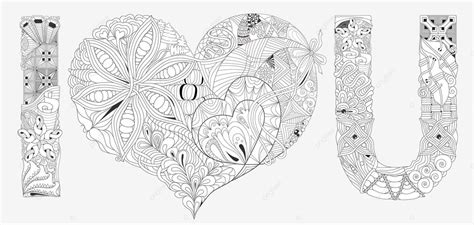 رسم الزخرفية ناقلات كائن Zentangle ، أحبك تصميم كلمة للتلوين المتجه