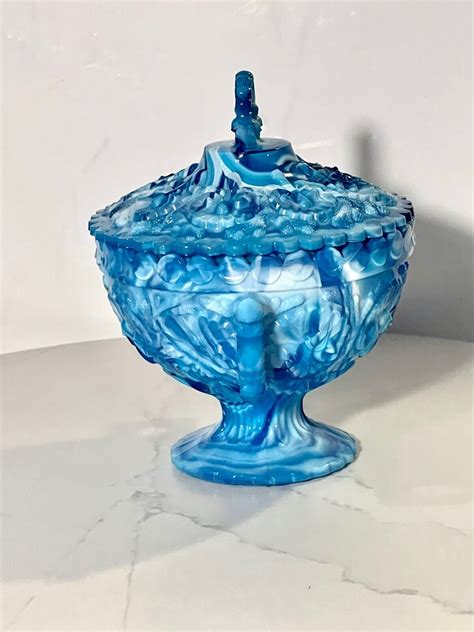 Victorian Malachiteslag Glass Footed Sugar Bowl Wlid Handles Davidson Ebay