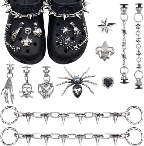 Goth Croc Charms Goth Emo Accessories Punk Rivets Shoe Charms Y2k Shoe Charms For Woman And Man