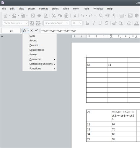 Libreoffice Information Calculations Inside Of Writer Tables