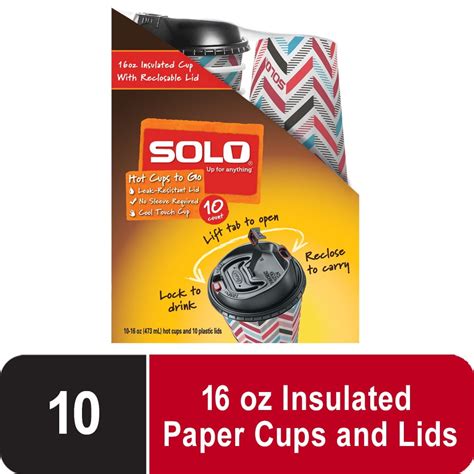 Solo Disposable Paper Hot Cups With Reclosable Lid 16oz 10 Count Walmart