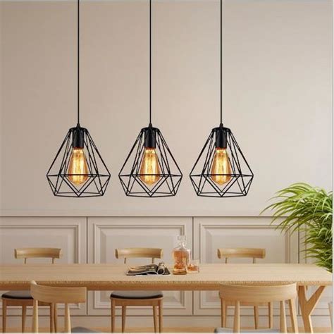 Idegu Lustre Suspension Vintage En Fer Forge Noir Lampe Suspension En