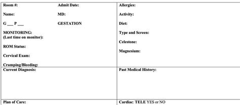 Antepartum High Risk OB Report Sheet Etsy