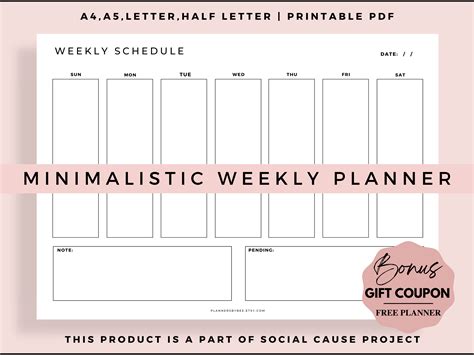 Landscape Minimalist Weekly Planner Pdf Graphic By Plannersbybee