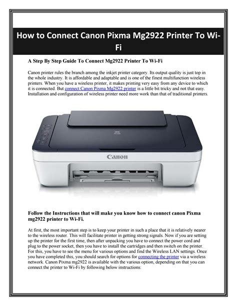 How To Connect Canon Pixma Mg2922 Printer To Wi Fi By Us4seo Issuu