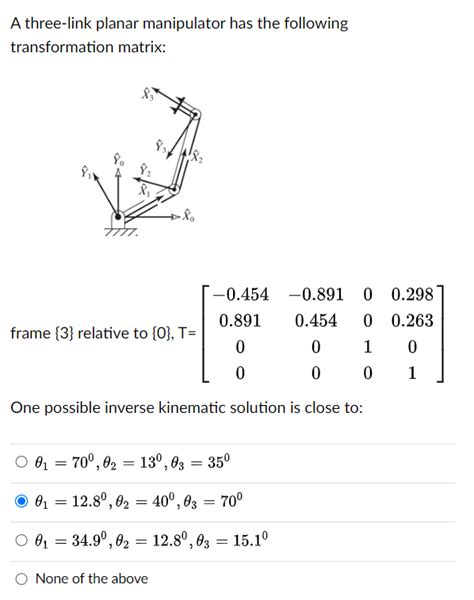 Solved A Three Link Planar Manipulator Has The Following Chegg