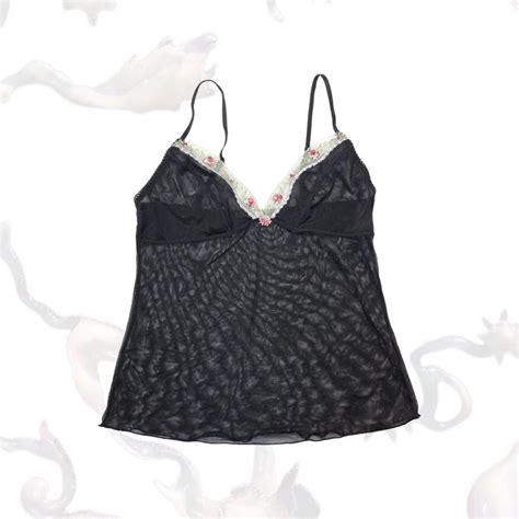 Lingerie Coquette Mesh Cami Top Ribbon Rose Floral Depop
