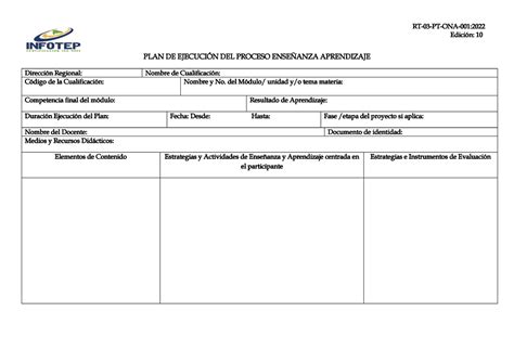 RT 03 PT ONA 001 Plan De Ejecucion RT 03 PT ONA 001 202 2