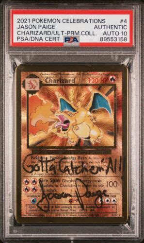 Auto Psa Jason Paige Signed Charizard Pokemon Celebrations Upc