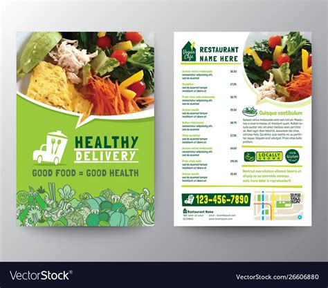 Food delivery flyer pamphlet brochure design Vector Image