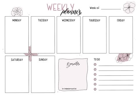 Weekly Planner Lindas Lernzettel