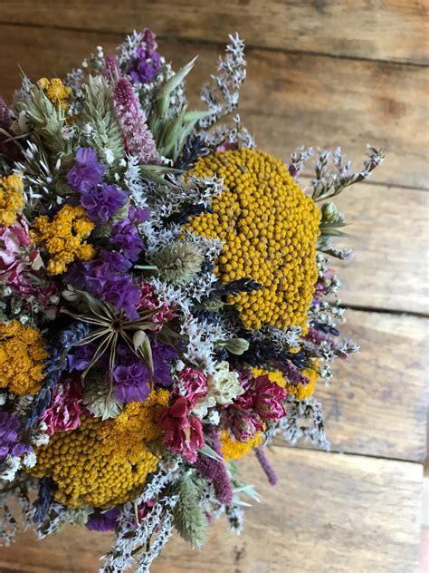 Rustic Wild Flower Bouquet Dried Natural Wedding Flowers For Etsy