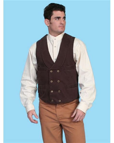 Scully Mens Double Breasted Canvas Vest Double Breasted Vest Vest