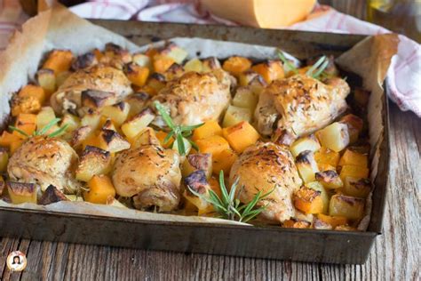 Cosce Di Pollo Con Zucca E Patate Cotte Al Forno Ricetta Facile