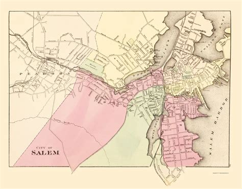 Historic City Map - Salem Massachusetts - Walling 1871 - 23 x 29.42 ...