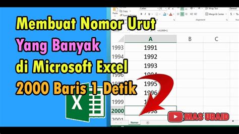 Cara Cepat Membuat Nomor Urut Yang Banyak Di Microsoft Excel Ribuan