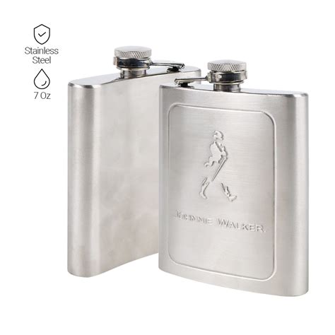 Hip Flask Stainless Steel Oz Johnnie Walker Silver