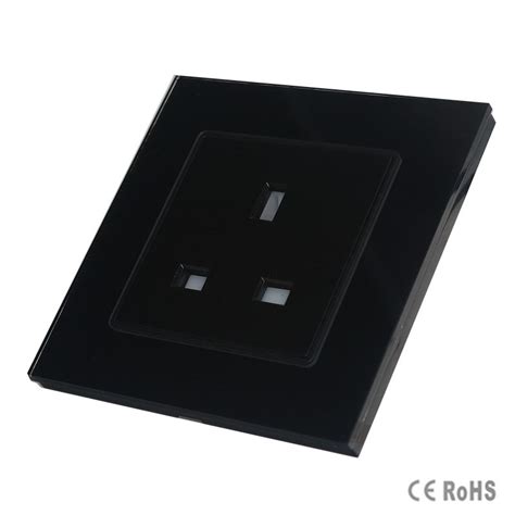 Manufacture Black Crystal Glass Panel New UK Standard Socket Wall