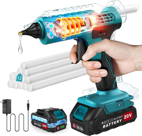 Amazon W Cordless Hot Glue Gun Kit V Battery Powered Battery