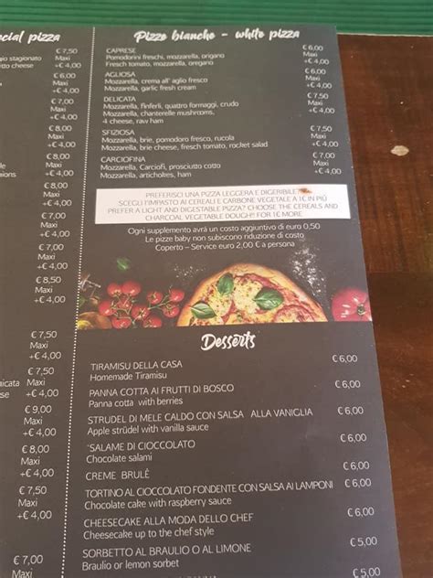 Menu Da La Locanda Livigno Pizzeria Ristorante E Affitta Camere Livigno