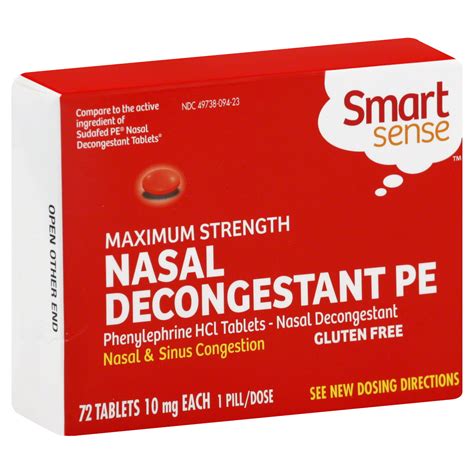 Nasal Decongestant Pe Maximum Strength 10 Mg Tablets 72 Tablets