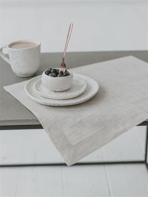 Light Grey Linen Placemats For Wedding Christmas Holiday Dining Table