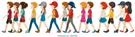 Group Of People Walking Sideview Over 53 Royalty Free Licensable Stock