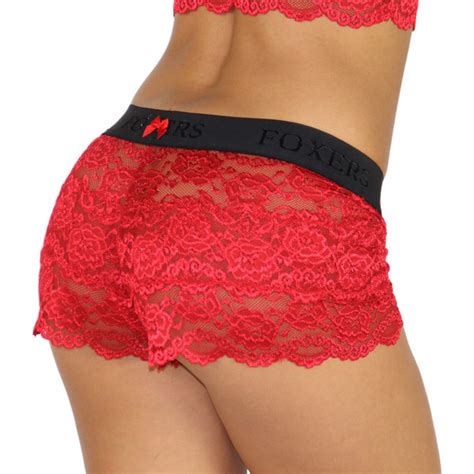 Cherry Red Lace Boxers For Women Foxers Fxbxr 1901l