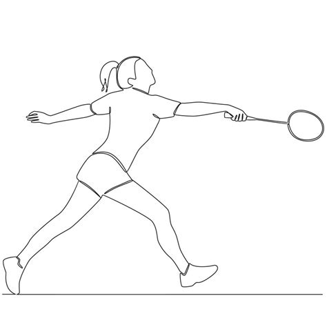 Joueur De Badminton Dessin Au Trait Continu Vecteur Dessin Au Trait