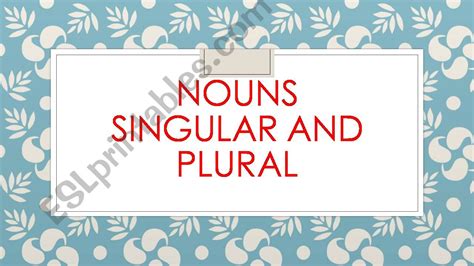 ESL English PowerPoints Singular And Plural Nouns