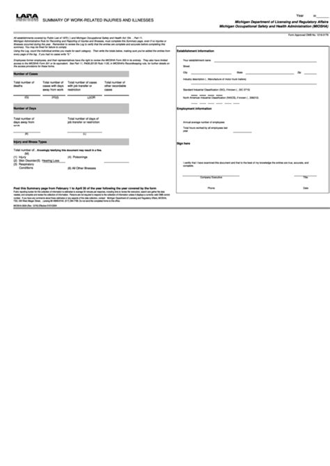 Miosha Form 300 Fillable - Printable Forms Free Online