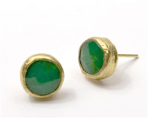 Green Jade Stud Earrings | Arabella Concepts