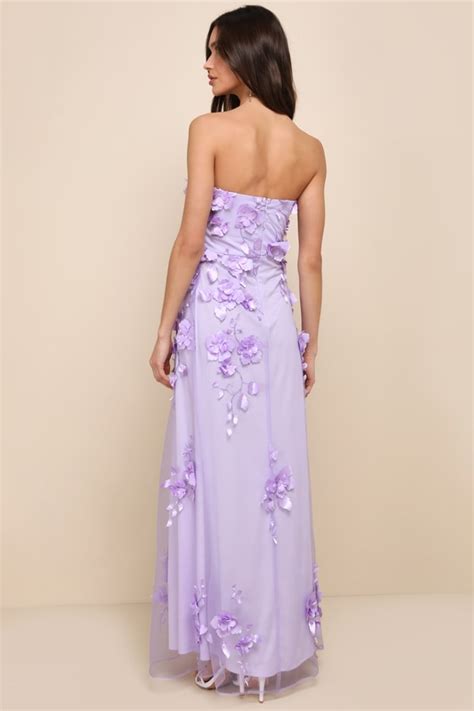 3d Floral Dress Lavender Floral Prom Dress Strapless Dress Lulus