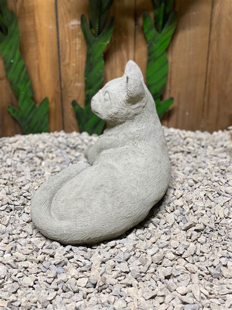 Cat concrete statue garden decor cement ornament pet memorial