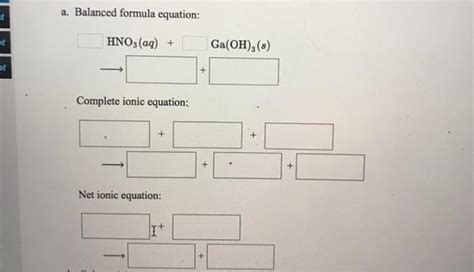 Solved A Balanced Formula Equation Ot Hno3aq