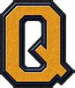 Presentation Alphabets Gold Navy Blue Varsity Letter Q