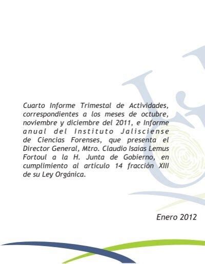 Informe Anual Instituto Jalisciense De Ciencias Forenses