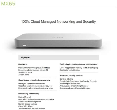 Cisco Meraki Mx65 10 Years Enterprise License And Support Digital