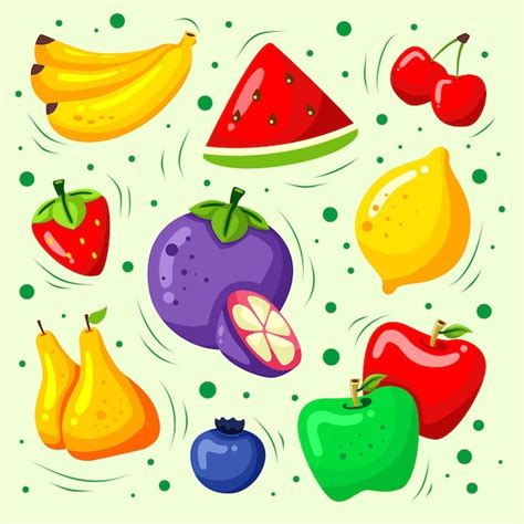 Conjunto De Colecci N De Frutas Coloridas Vector Premium