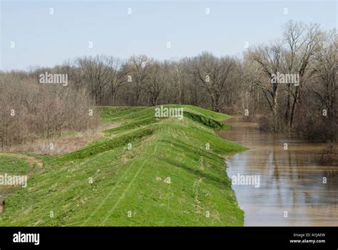 Catastrophic flooding of the White River nears a second tier flood levee Newport Arkansas March ...