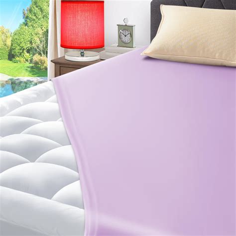 ELEMUSE King Mattress Pad Quilted Bed Mattress Topper, Plus Purple Cooling Fitted Sheet ...