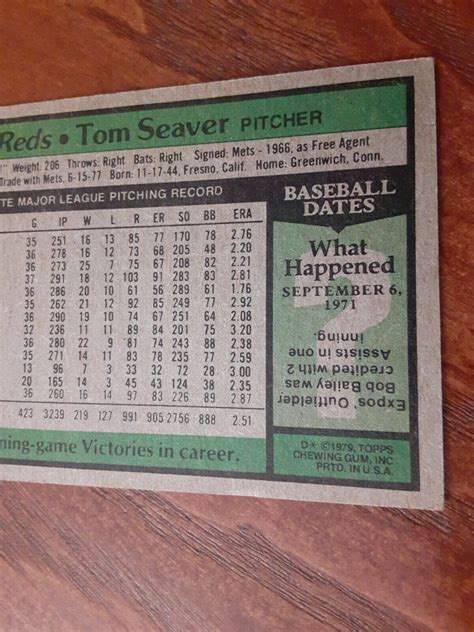 1979 Topps Tom Seaver Cincinnati Reds 100 Baseball Card EBay