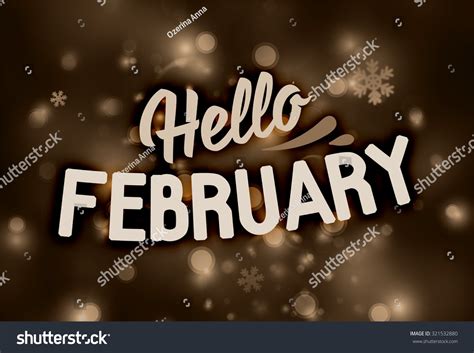 Blurred Christmas Lights Background Hello February Stock Vector