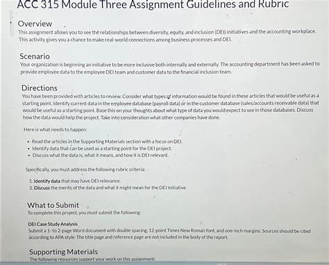 Solved ACC 315 Module Three Assignment Guidelines And Chegg