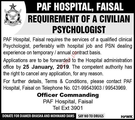 Paf Hospital Psychologist Jobs 2019 2020 Job Advertisement Pakistan