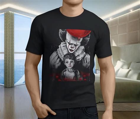 New It Pennywise Horror Thriller Movie Mens Black T Shirt Size S 3xl