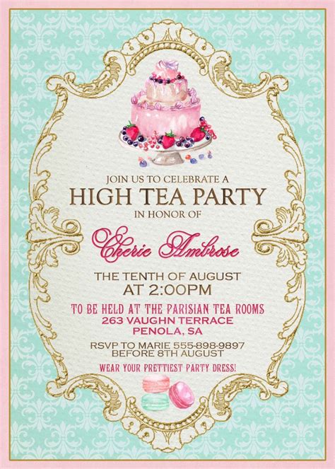 Tea Party Invitation Wording - Printable Calendars AT A GLANCE