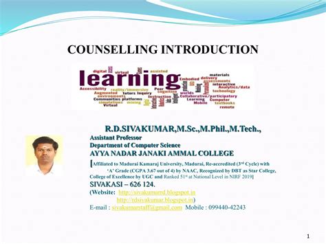 Counselling Introduction R D Sivakumar Ppt